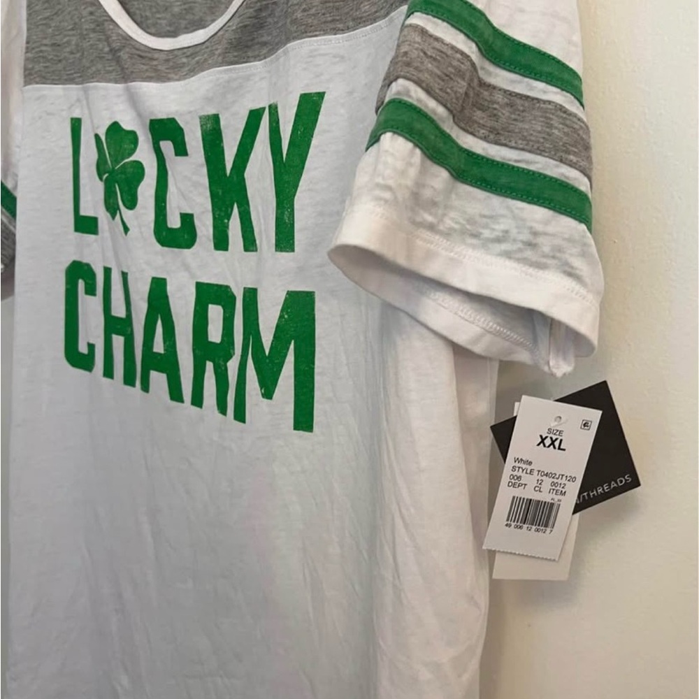 Grayson Threads Lucky Charm Graphic Tee White Green XXL NWT Short Sleeve